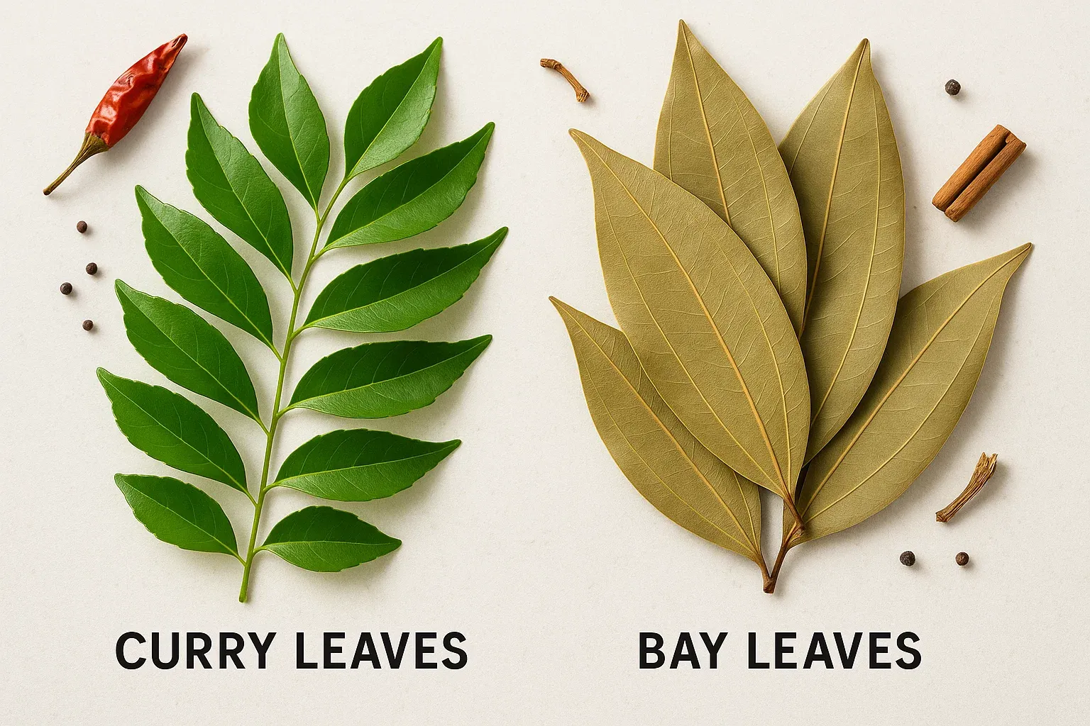 Bay leaves and Curry leaves